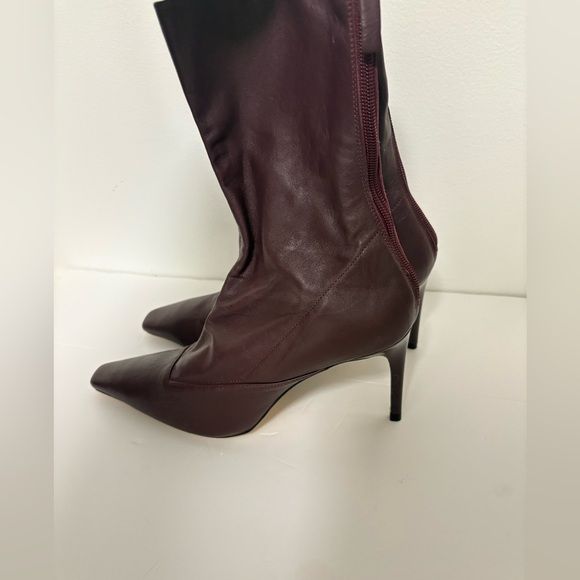 Zara Deep Burgundy Heeled Boots - Picture 1 of 6
